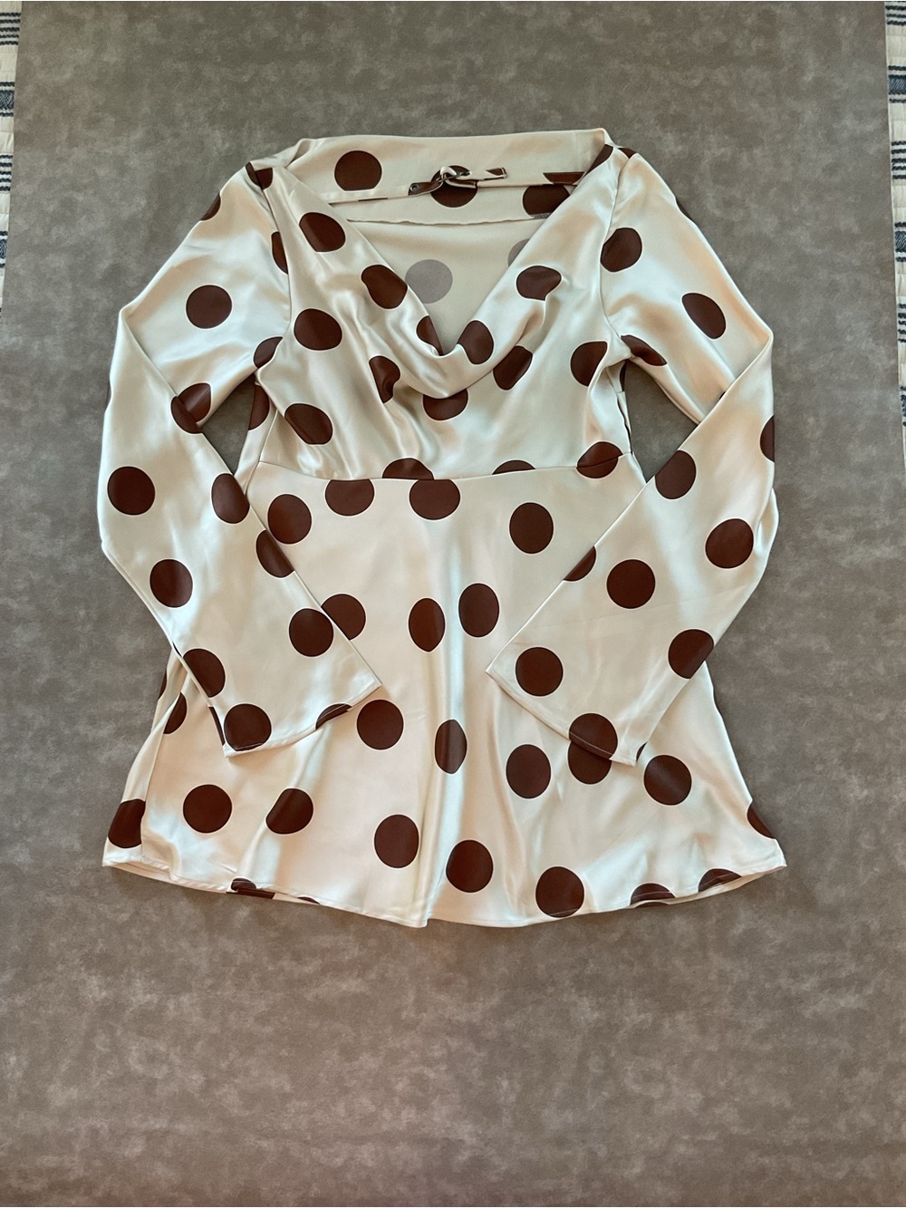 Free People Cream Mini Dress with Brown Polka Dots - Picture 3 of 7